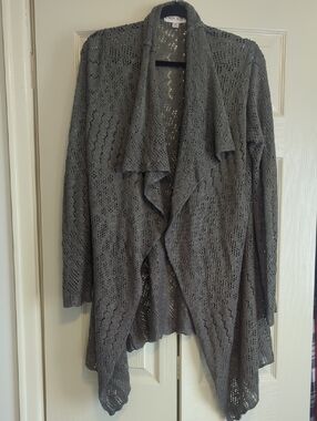 Knox Rose Dark Green Open-Front Crochet Cardigan